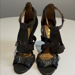 L.A.M.B. Brown/Grey Strappy Heels